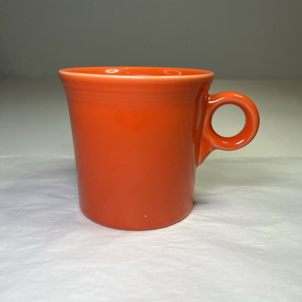 GUC Fiestaware‎ Fiesta, HLC Poppy Orange Coffee Mug, 10 OZ, Boho O-Ring Handle